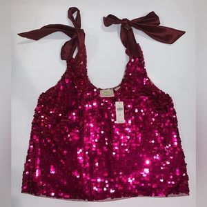 Beautiful Maeve by Anthropologie magenta sequin top!